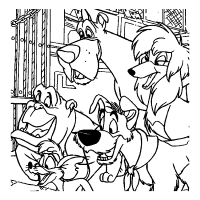 A coloring page of oliver and company